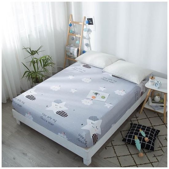 Treer Drap Housse En Microfibre, Antidérapants Résistant Aux Rides 3D Impression 30 Cm Drap Housse Matelas Epais Protection De Matelas Avec 2 Taie D'oreiller (Branche Bleue,90x200x30cm