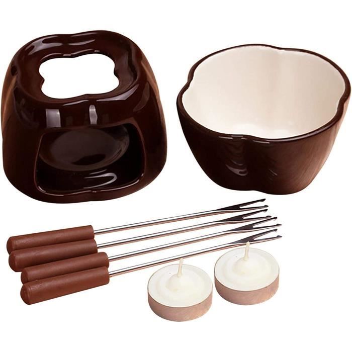 Fondue au chocolat en céramique, ensemble de fondue en céramique, pots