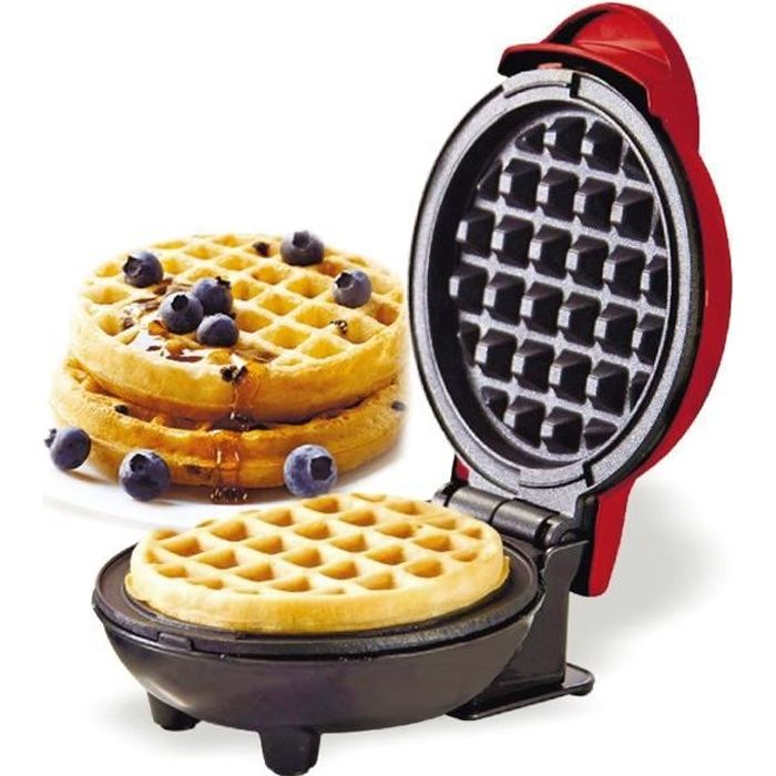 350W Mini Gaufrier Machine Electrique Voyants LED Plaques de Cuission Croques le Revêtement Antiadhésif, Machine de Cuisson