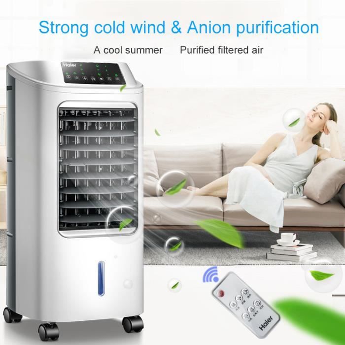 HAIER 3en1 Climatiseur Mobile Silencieux Rafraîchisseur d'air Climatiseur Portable Air Cooler Humidificateur Avec Télécommande Blanc