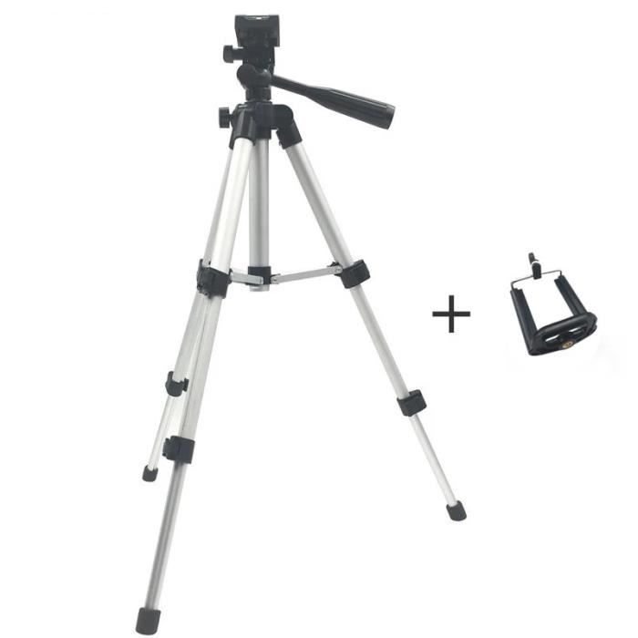 Trépied photo,Support de trépied caméra pliable professionnel vis de support 360 degrés tête fluide trépied - Type Tripod and Clip