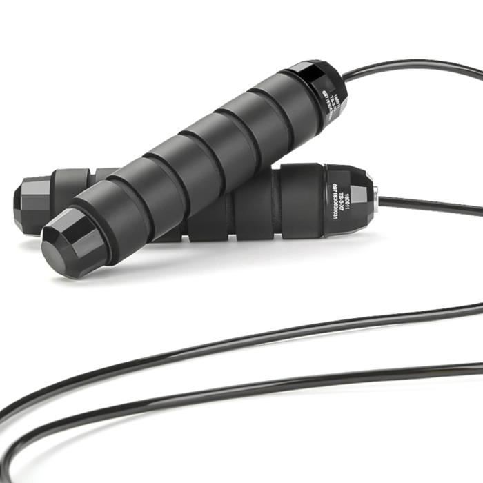 3M Corde a Sauter à Grande Vitesse Câble Acier Ajustable avec Roulement à Bille(Noir et bleu)