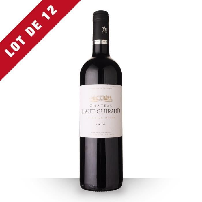 Lot de 12 - Château Haut-Guiraud 2016 AOC Côtes de Bourg - 12x75cl - Vin Rouge