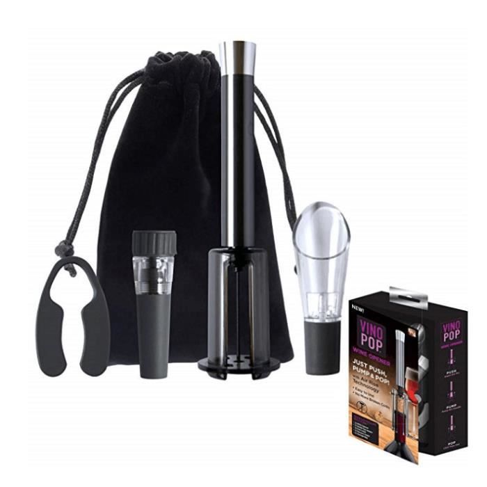 Le kit du sommelier : VINO POP avec ouvre-bouteille et accessoires - Gris
