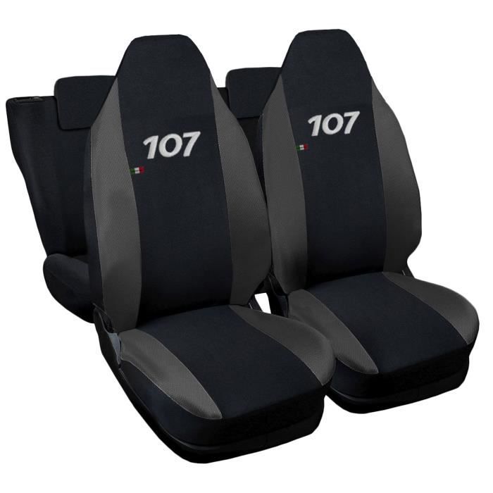 Housses de siège deux colorés pour Peugeot 107 - noir gris foncè