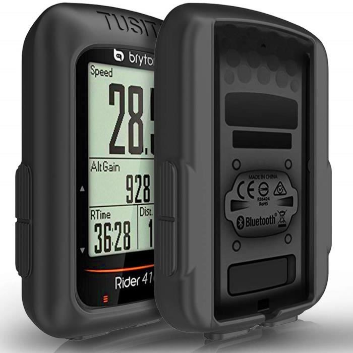 TUSITA Cas pour Bryton Rider 450 410 - Housse de Protection en Silicone Peau - Ordinateur de vélo Accessoires GPS (Noir)