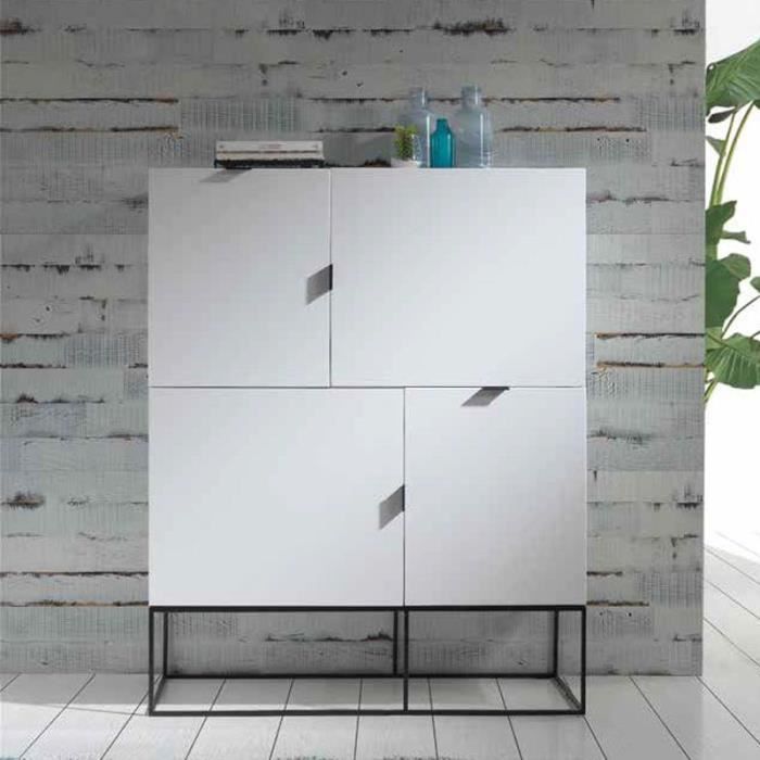 Buffet haut design blanc laqué EMILIA