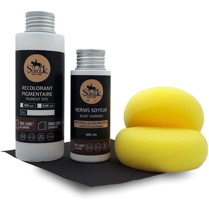Kit Peinture Cuir Voiture (Porshe Noir / Schwarz) SOFOLK : siège, Volant, Garnitures, accoudoirs, etc