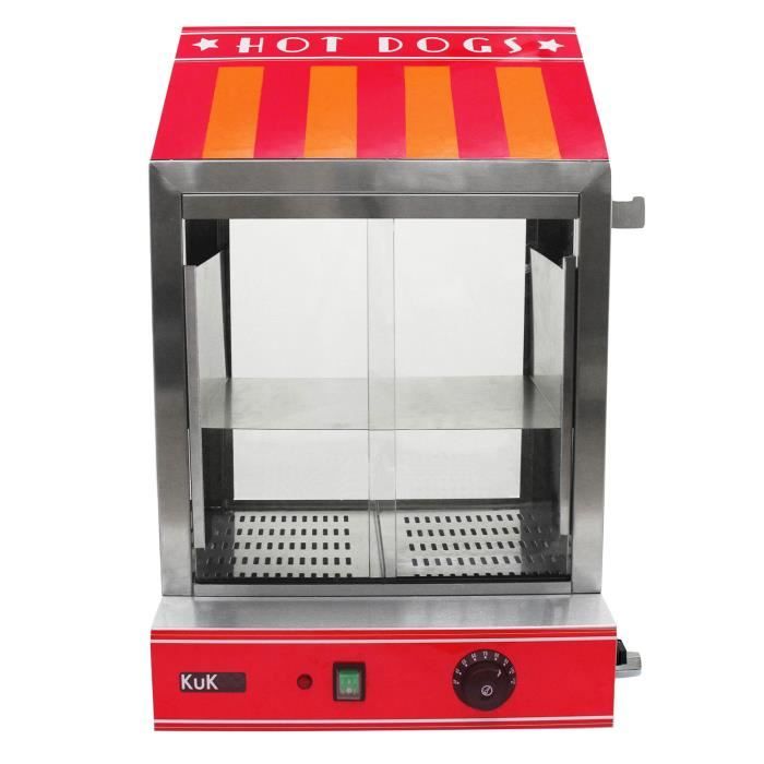 Cuiseur Vapeur pour Hot Dog, Machine Commerciale pour Hot Dog à Portes en Verre et Réchauffe Pain