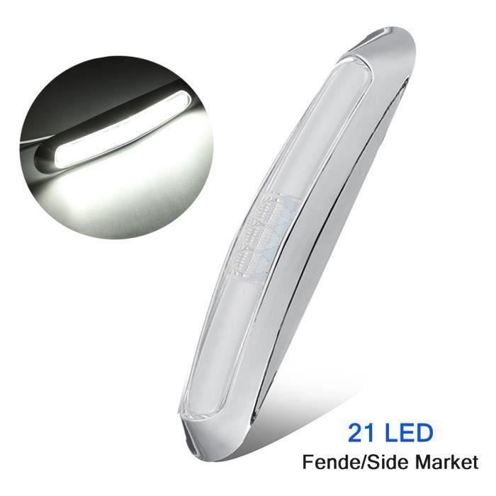 10-30V 21-LED Chrome LED Feu Indicateur Lumineux Latéral Pour Camion Trailer Blanc Ve66217
