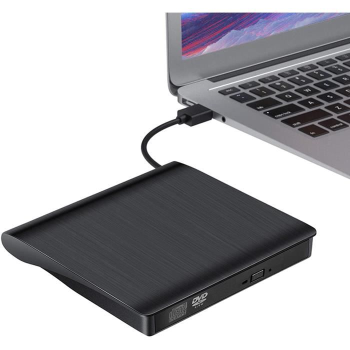 Lecteur CD DVD Externe pour PC Portable, USB 3.0 Lecteur de Disque Optique CD/DVD +/- RW, Graveur CD pour Windows 7/8/10 / XP / Vist