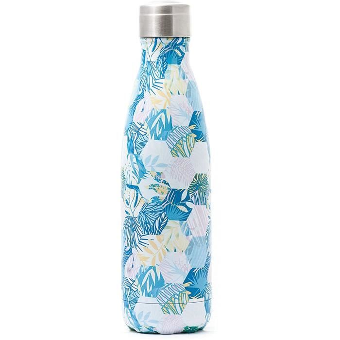 Objets de collection décoratifs YOKO DESIGN 1472 Bouteille Isotherme 500 ML Motif Jungle, Acier Inoxydable, 7 cm 31567