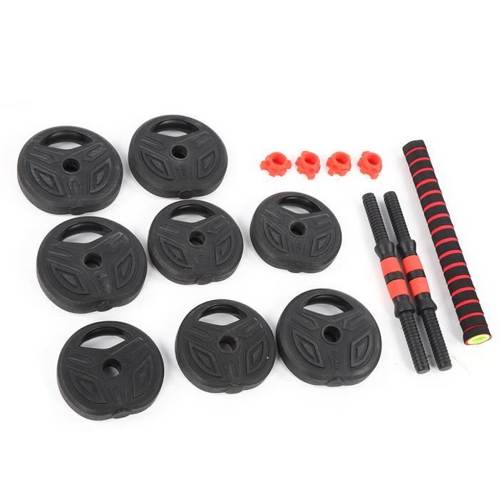 Tbest Ensemble d'haltères Équipement de fitness d'exercice domestique d'haltère de rondeur 10kg avec tige de connexion de 40cm