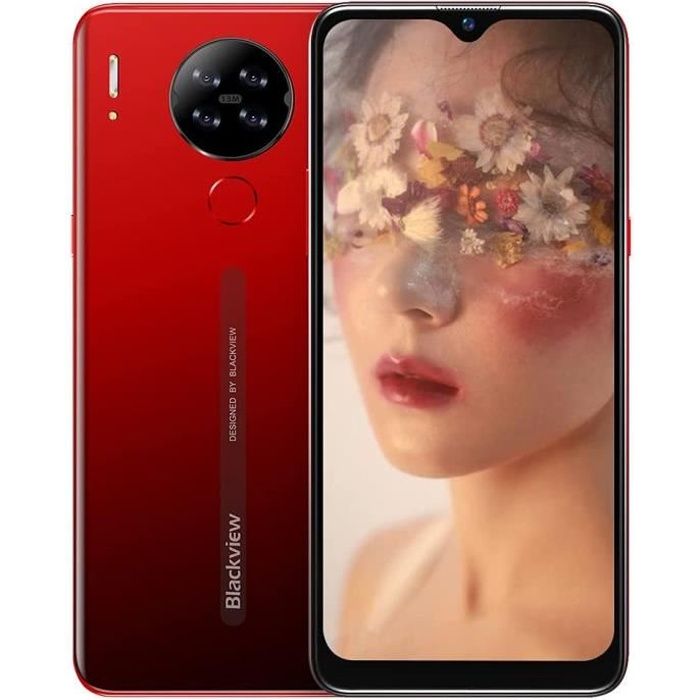 Blackview A80S 4Go + 64Go Smartphone 4G 6.22 Pouces Écran Octa Core Android 10.0 Téléphone portable Débloqué GPS 13MP Caméra - Rouge