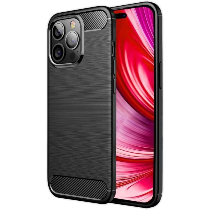 Coque iPhone 14 Pro, Coque Silicone Anti-Choc Anti-Rayure Gel Case - Noir