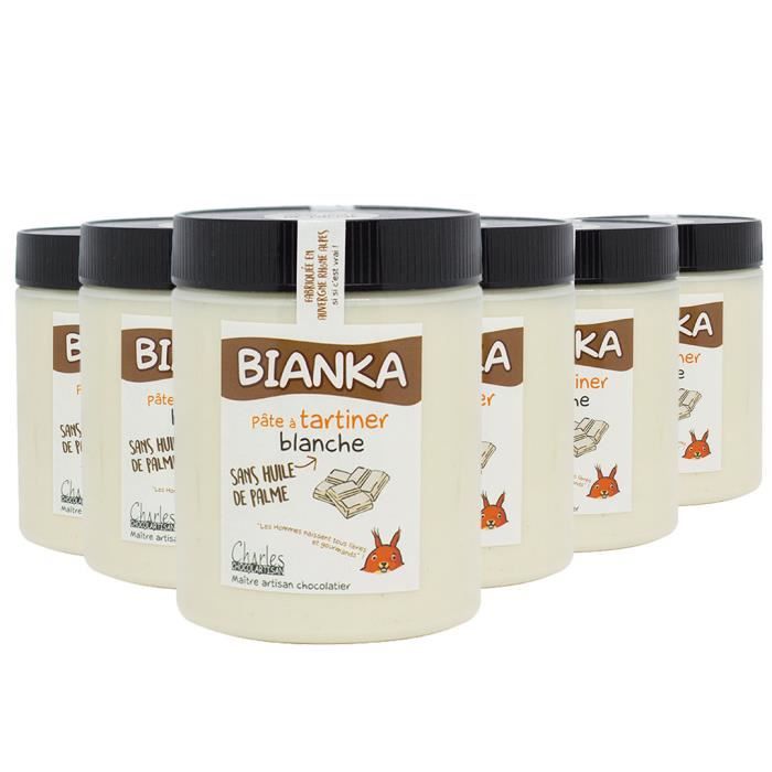 Lot de 6 pots pâtes à tartiner chocolat blanc Bianka - 6x570 g