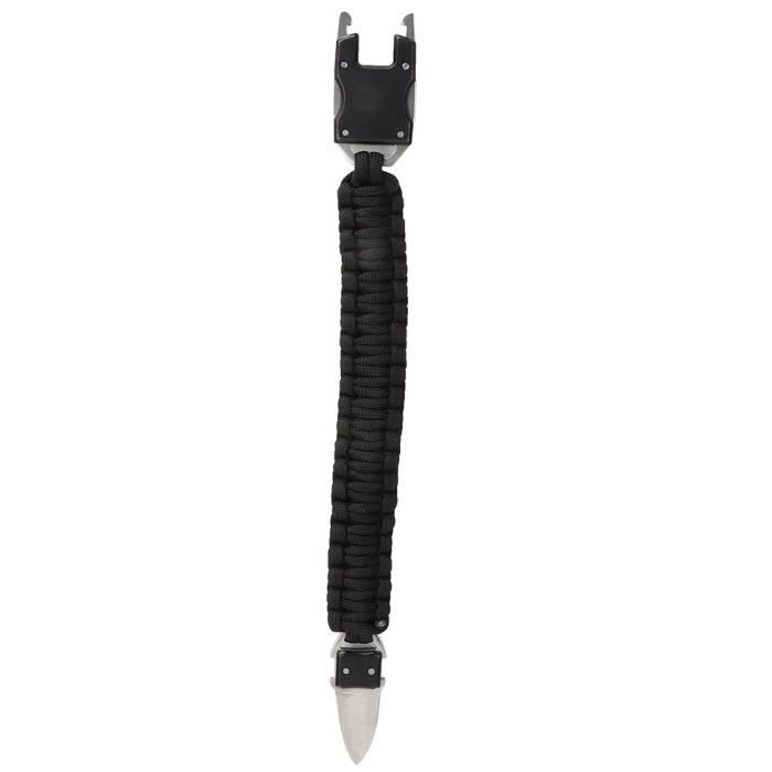 Dilwe Paracord de sauvetage Camping en plein air couteau de survie multifonction Bracelet tressé outil de sauvetage d'urgence