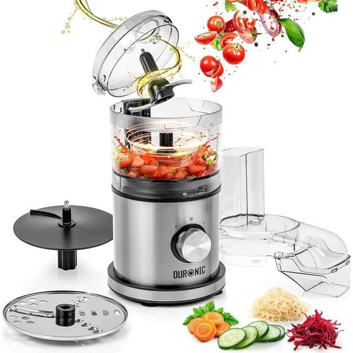 Duronic MFP400 Mini robot de cuisine et hachoir de 400W | Hachoir électrique Râpe et Mixe | Capacité de 500 ml | 3 Vitesses disponib