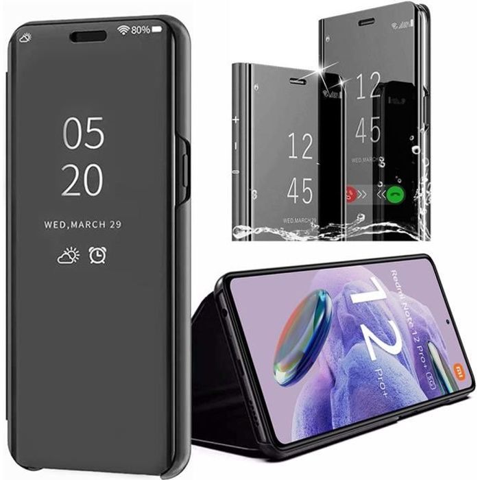 Coque pour Xiaomi Redmi Note 12 Pro+ 5G-Note 12 Pro Plus 5G Protection Avant et Arrière Smart Case - Noir