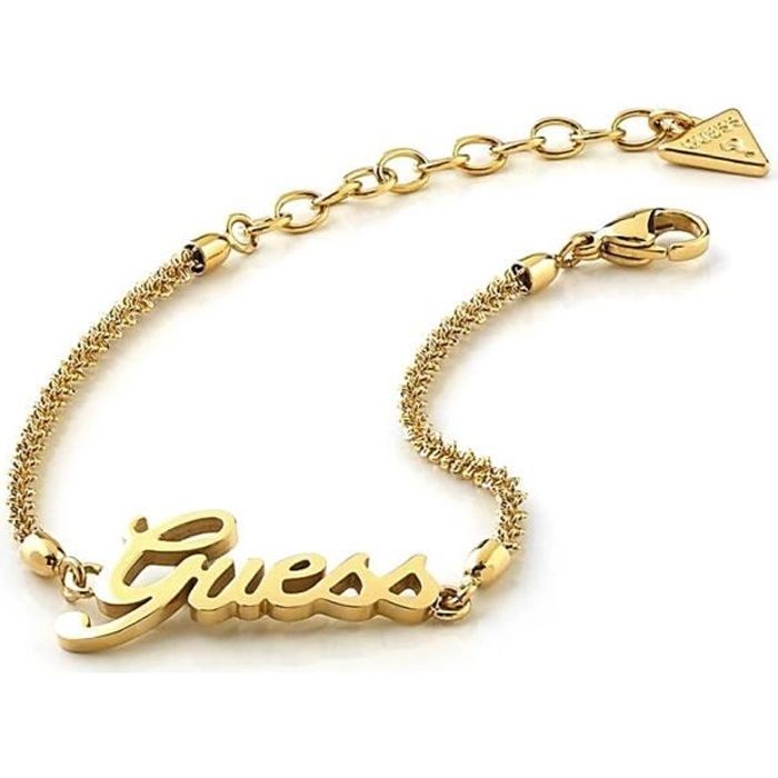 Bracelet Devinez Logo or puissance UBB79103-S chaîne diamant en acier inoxydable plaqué logo mousquetons