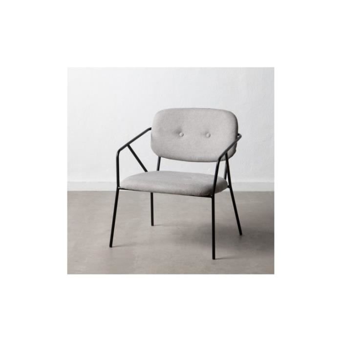 Chaise tissu capitonné gris clair avec accoudoirs OFFICE