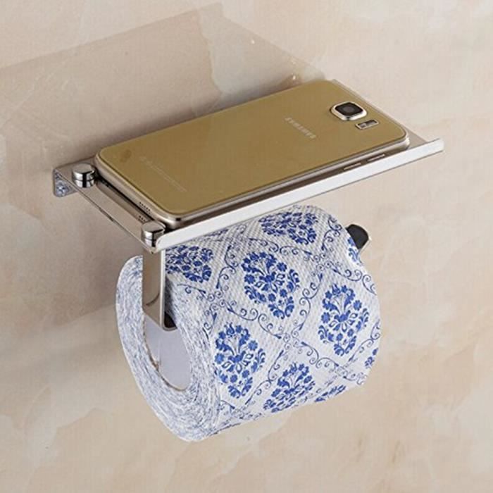 Porte-Papier en Inox de Salle de Bain Support de Rouleau de Serviette Toilette
