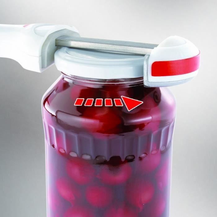 Leifheit 03120 Ergofix Ouvre-Bocal Blanc-Rouge