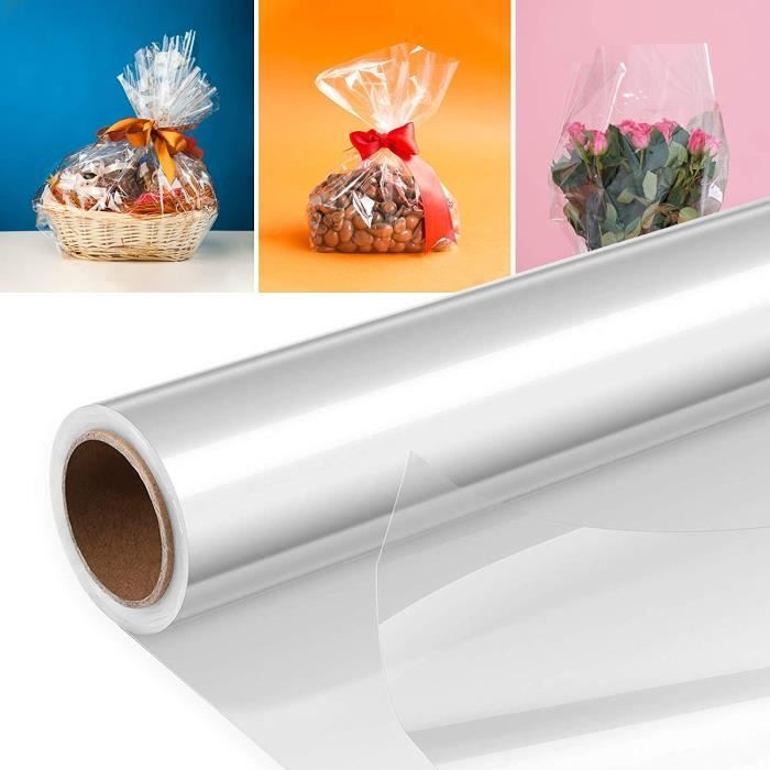 Papier Cellophane - Limics24 - Transparent Fleuriste Emballage Cadeaux Paniers Noël Rouleau Cadeau 1