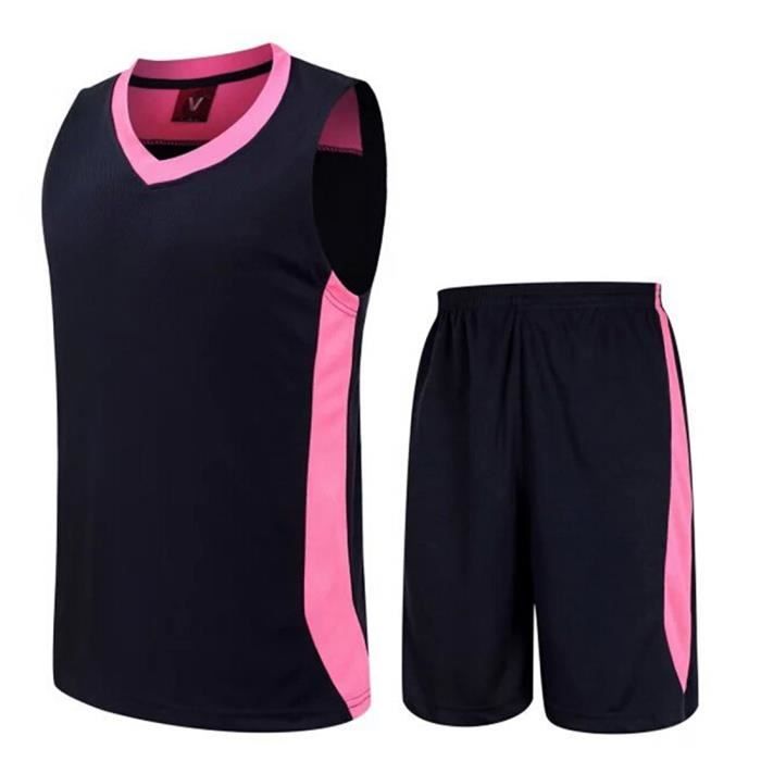 Maillot et culotte de basket ensemble-Design personnalisé unique- Unisexe- Sans manche-Bleu foncé