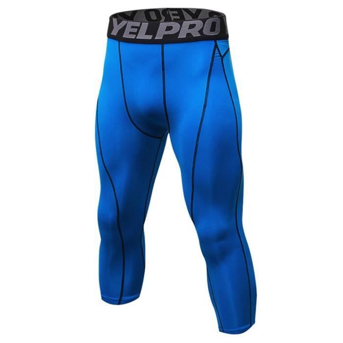 Pantacourt Collant de Compression 3-4 Running et Fitness Homme Pantalon Court de Sport Stretch