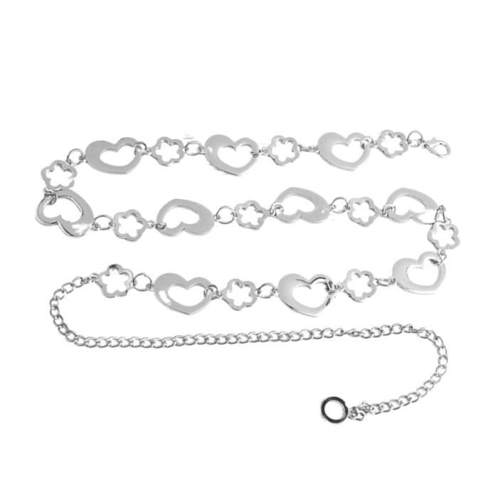 1 Pc Simple Chaîne De Taille En Métal Tout-allumette Forme Coeur Robe Ceinture Mode Maigre Cinch Bande ) BOUCLE D OREILLE