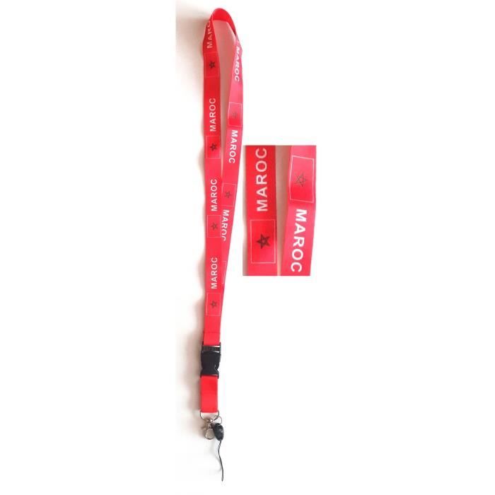 TOUR DE COU MAROC MAROCAIN CORDON LANIERE DRAGONNE COLLIER PORTE BADGE PORTE CLES USB No Drapeau Maillot Écharpe Casquette Fanion