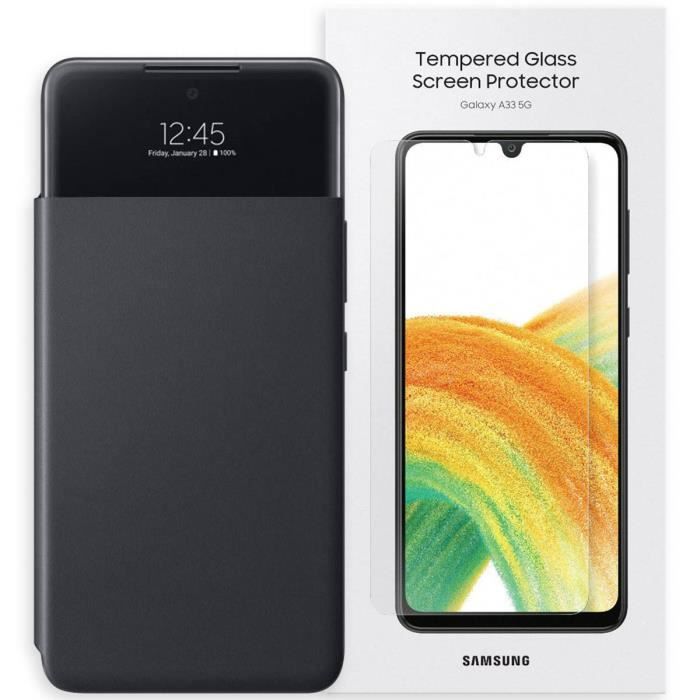 Coque S View + Protection d'écran Galaxy A33 Noir Samsung