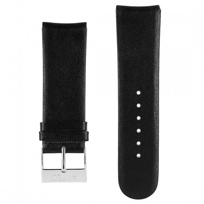 bracelet plat pour montre akteo 25 mm cuir noir bracelet plat pour montre akteo 25 mm cuir noir