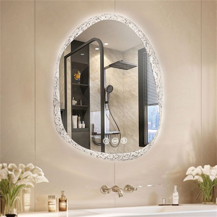 Miroir Salle de Bain LED Mawialux - 80cm - Rond - Bord doré mat - Miroir de maquillage Miroir Salle de Bain LED Mawialux - 80cm - Rond - Bord doré mat - Miroir de maquillage