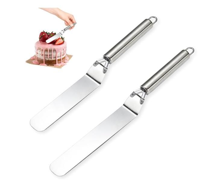 Vinabo Lot De 4 Spatules Coudées Inox - Spatules à Glaçage Professionnelles 27/32/37 Cm - Idéales Pour Gâteaux, Cupcakes Et Décoration Pâtisserie