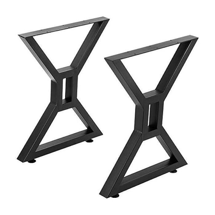 LOT DE 2 Pieds de Table en Acier - Acier - 71 X 61cm - Noir-Pied de Bureau Basse Meuble Acier