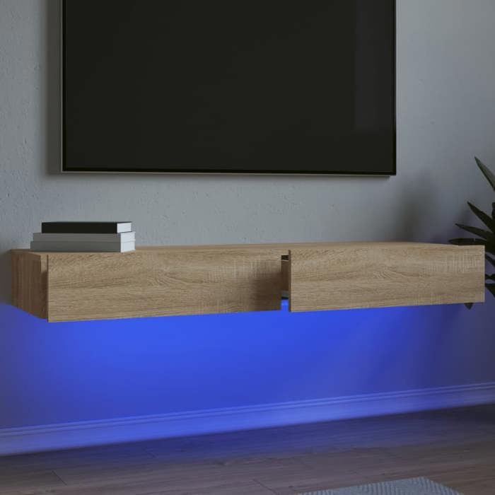 SALE 2025Meubles TV avec éclairage LED - Armoire Basse Stéréo - Lot de 2 - Chêne sonoma - 60x35x155 cm1732 Kg 3135