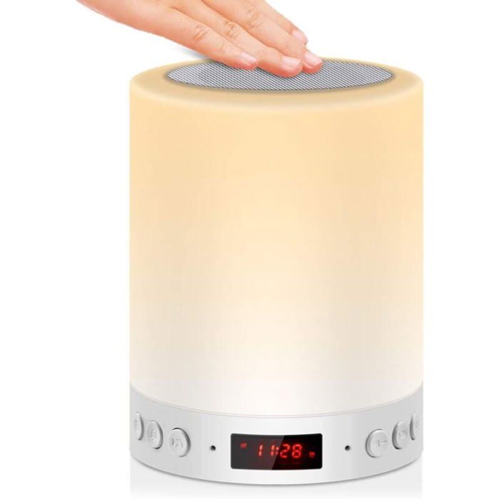 5 EN 1 Lampe de Chevet Tacile Rechargeable Portable Veilleuse LED Lampe de Table Enfant Enceinte Bluetooth Musique USB Radio Réve