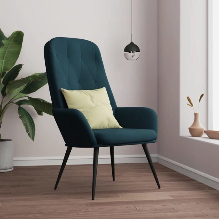 Fauteuil Relax Black Month Canapé-chaise/Fauteuil de relaxation Bleu Velours - 70x77x98cm EU25_5013136