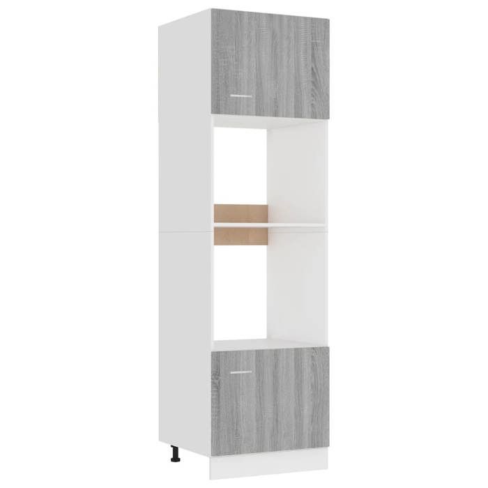 “Winter SaleTOP Placard suisine Gris - Meuble micro-ondes Lyon Gris Sonoma 60x57x207cm - bois dingénierie PRO47985