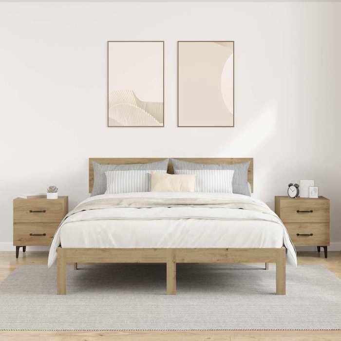 Armoire de lit - vidaXL - 2 pièces - Chêne artisanal - 40x35x47.5 cm - Avec tiroir - Rangement - Assemblage requis