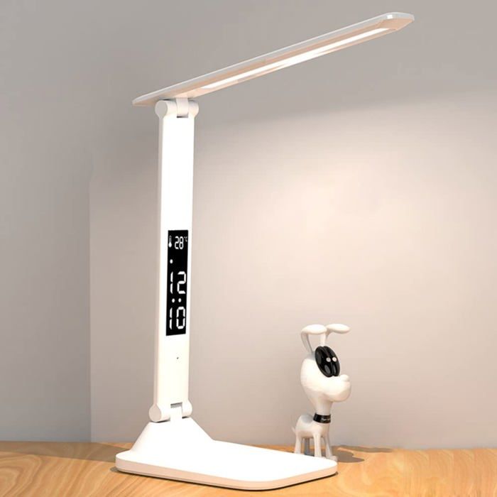 Lampe de lecture rechargeable LED tactile avec variateur à 3 niveaux de luminosité affichage de lheure et de la température