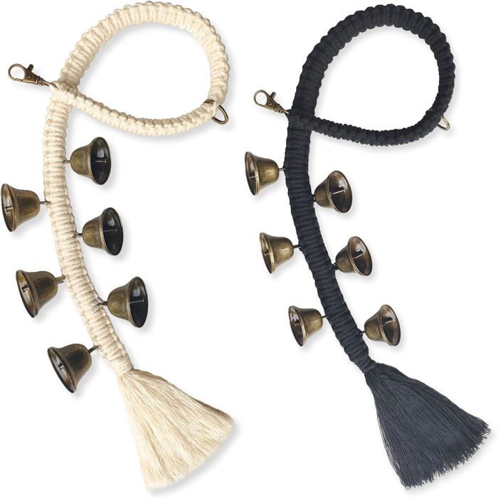 Lot de 2 sonnettes pour chien de qualité supérieure pour lapprentissage de la propreté et lappel de la porte. (blanc et noir).