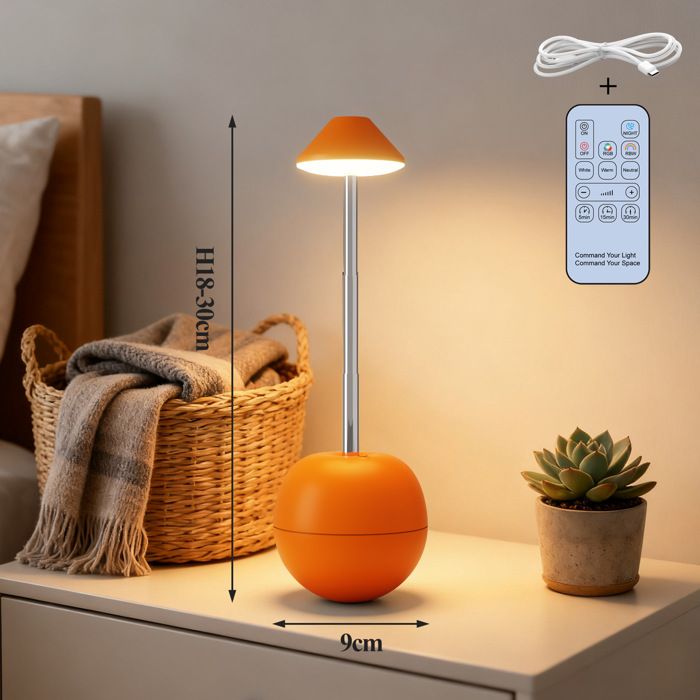 Veilleuse orange rechargeable lampe de table décorative et créative lampe de chevet avec télécommande idéale pour la