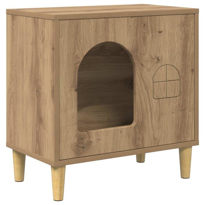 Niche pour chats moderne - vidaXL - Chêne artisanal - 51x30x52 cm - Bois dingénierie - Style moderne