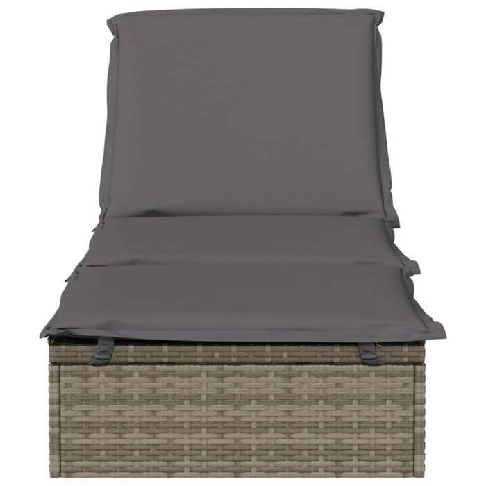 Sale 2026 Chaise longue/Transat - BURKE - 1 PLACE - 1 pc avec coussin - gris 201x55x62cm résine tressée Cc918