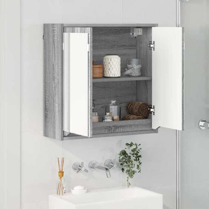 MOT13887-Armoire Miroir de Salle de Bain Gris Sonoma 60 x 20 x 60 cm