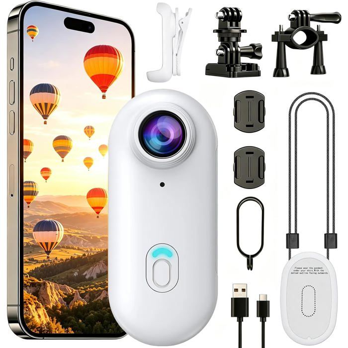 Caméra sport magnétique 4K‑WiFi étanche 30m grand angle 120°