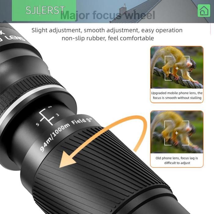 sjlerst Téléobjectif pour smartphone Objectif zoom 40X avec trépied téléobjectif de téléphone télescope telephonie piece Gris